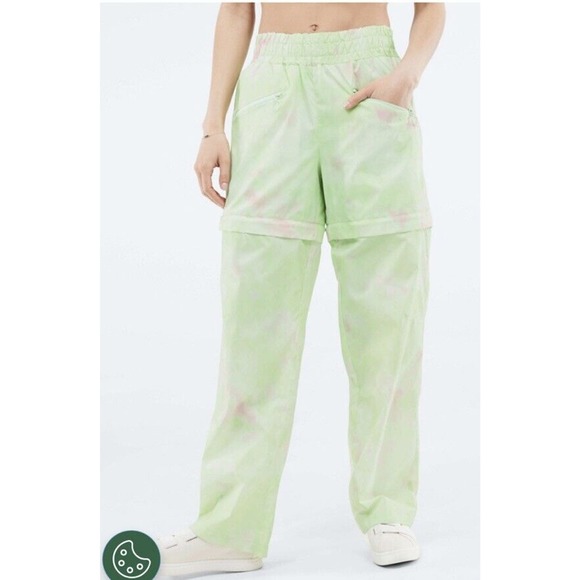 Fabletics Women’s Kalani Convertible Track Pant Green Pink Tie Dye Pockets 2X - Picture 1 of 15